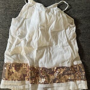 Crazy 8 Classic White Tee with Gold sequin